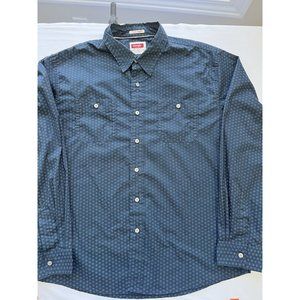 Men's XL Wrangler Flex Comfort Blue Long Sleeve Button Down‎ Shirt WESTERN Rodeo